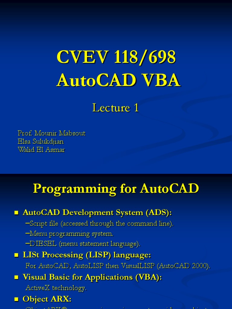 Autocad Vba Pdf Visual Basic For Applications Object Computer Science