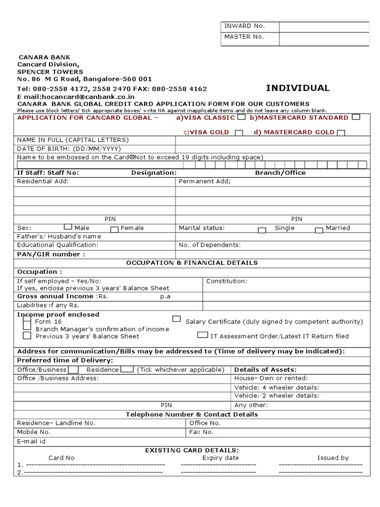Global Credit Card Application | PDF | Retail Financial Services ...
