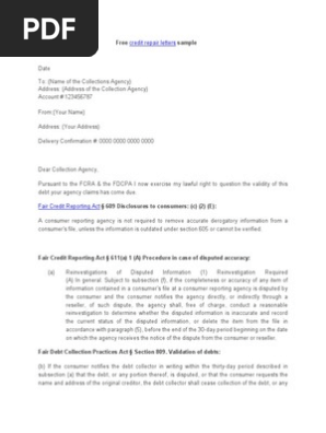 Credit Repair Letter