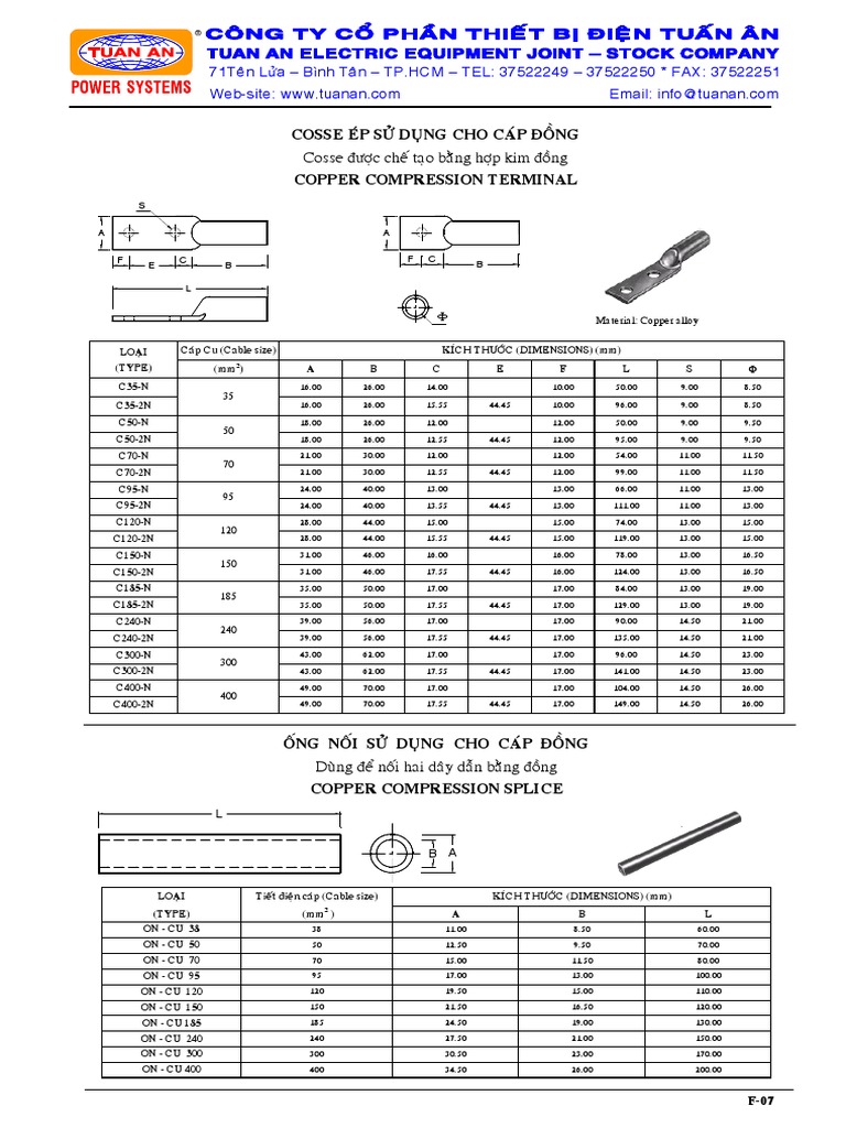 Copper Alloy Compression Splice Dimensions | PDF | Teaching Methods ...
