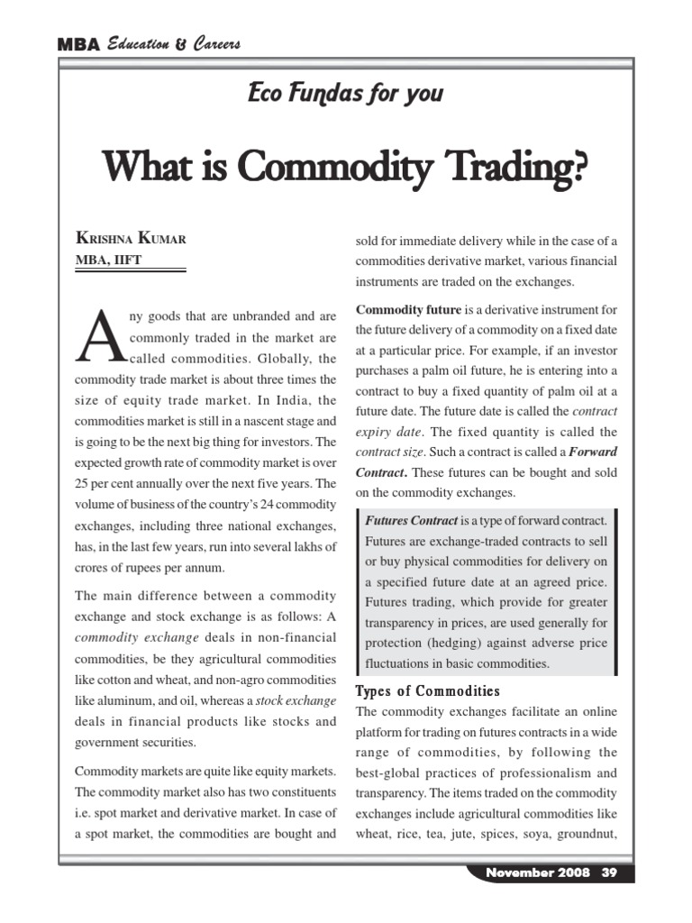 Commodity Trading Pdf Commodity Markets Futures Contract