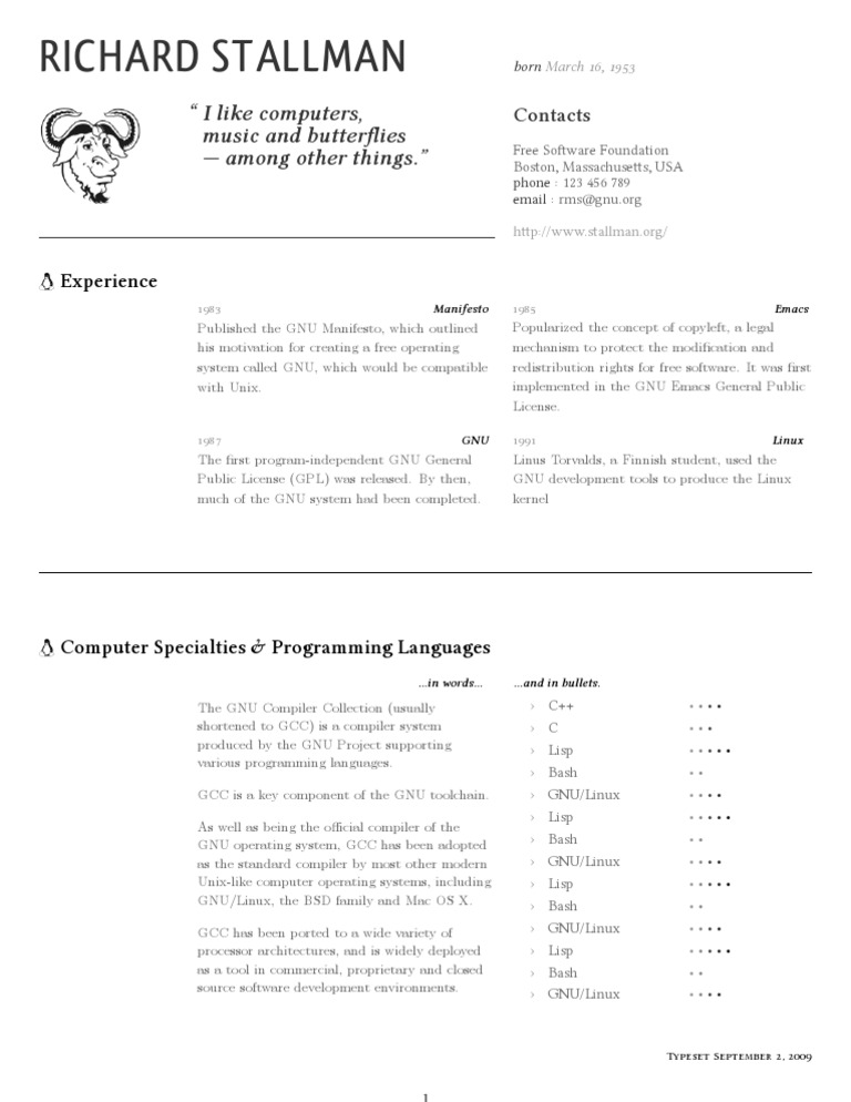 Latex Linux Cv Template Gnu Linux