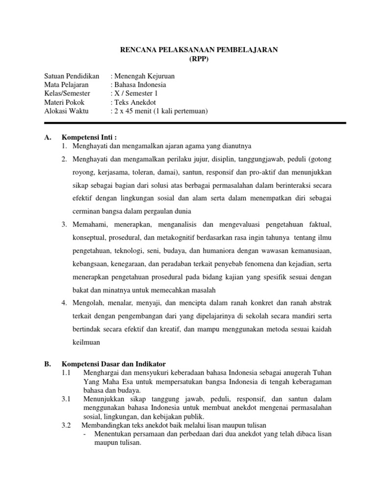 RENCANA PELAKSANAAN PEMBELAJARAN RENCANA PELAKSANAAN PEMBELAJARAN