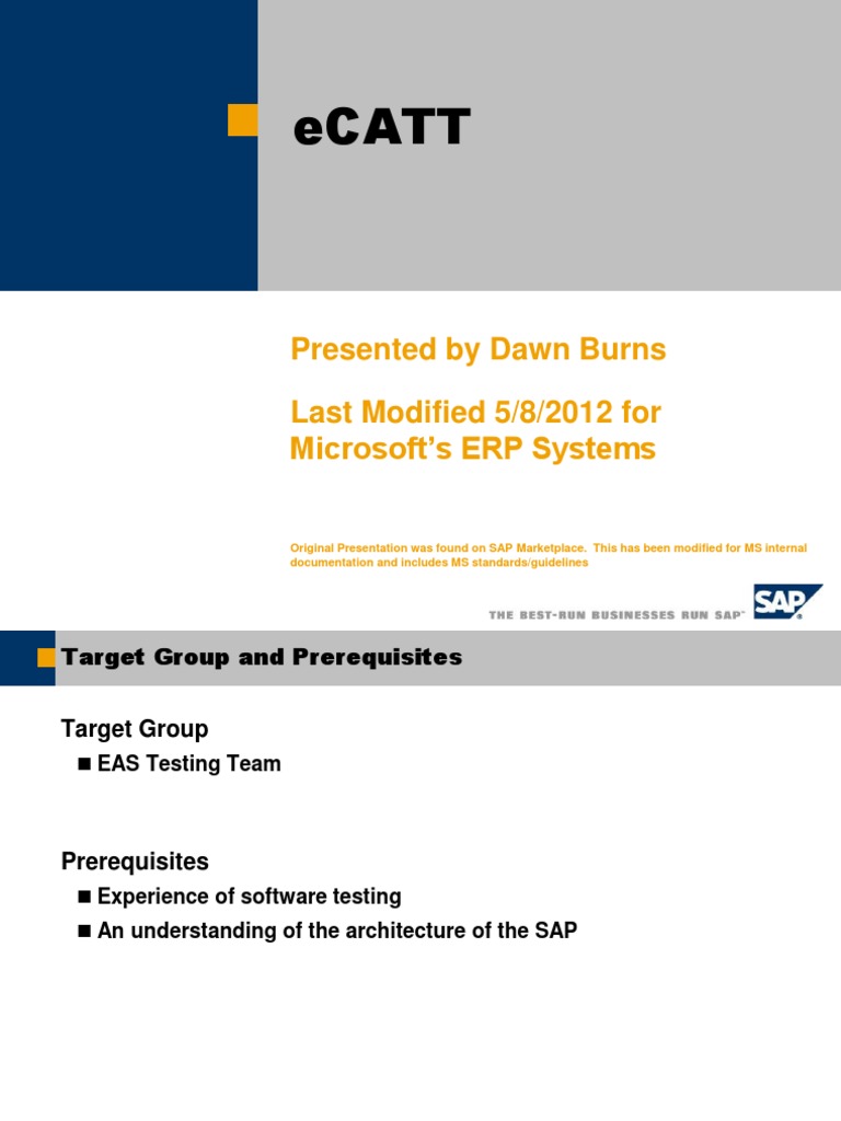 eCATT Training for SAP Testing Teams | PDF | Systems Engineering | Software