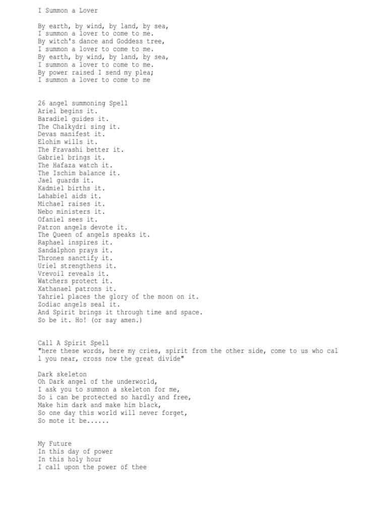 Summoning Spells for Love and Spirits | PDF | Poetry