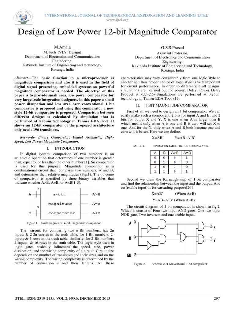 Design of Low Power 12-Bit Magnitude Comparator | PDF | Cmos | Field ...