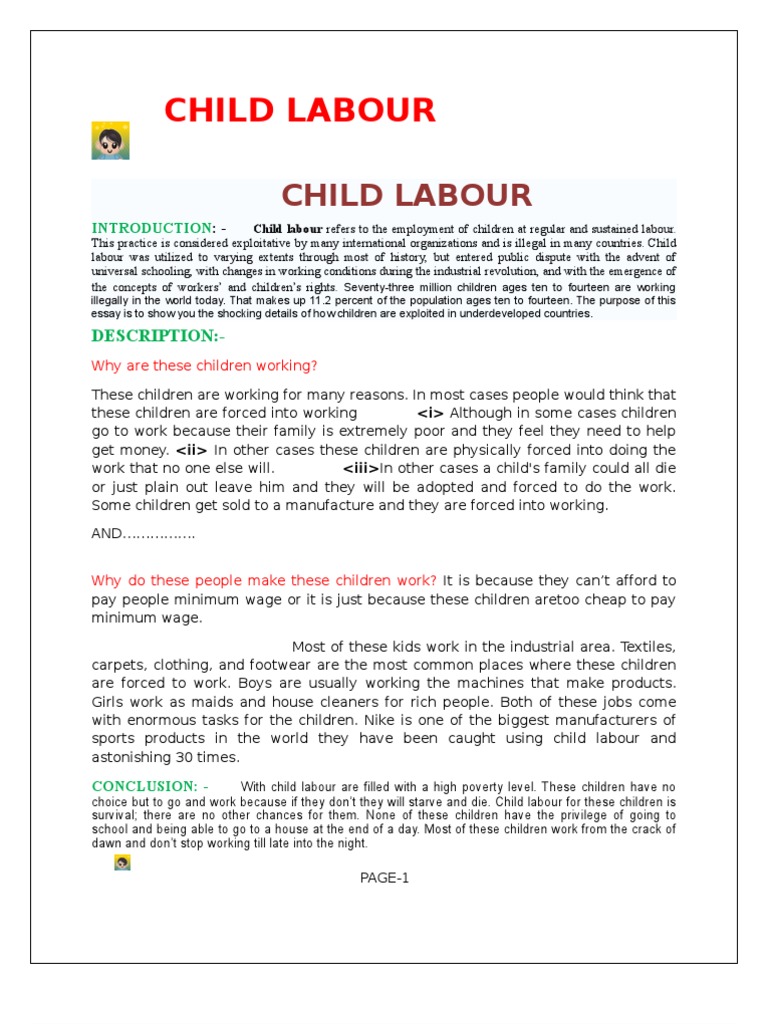 article writing on child labour for class 8