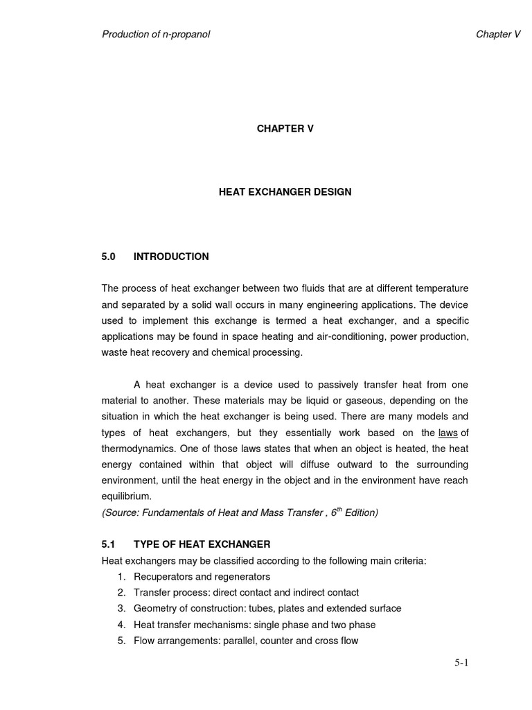 Heat Exchanger Design for n-Propanol | PDF | Heat Exchanger | Heat