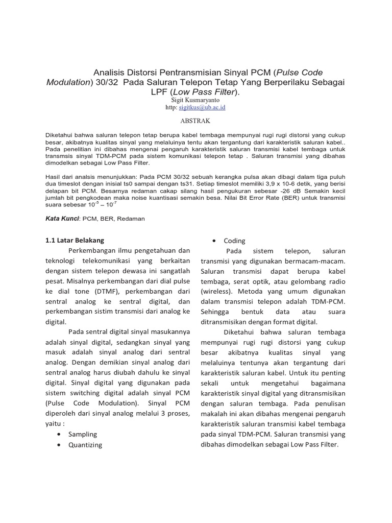 Analisis Distorsi Sinyal PCM - Ps | PDF