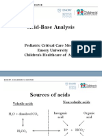 Acid-Base Analysis: Pediatric Critical Care Medicine Emory University Children's Healthcare of Atlanta