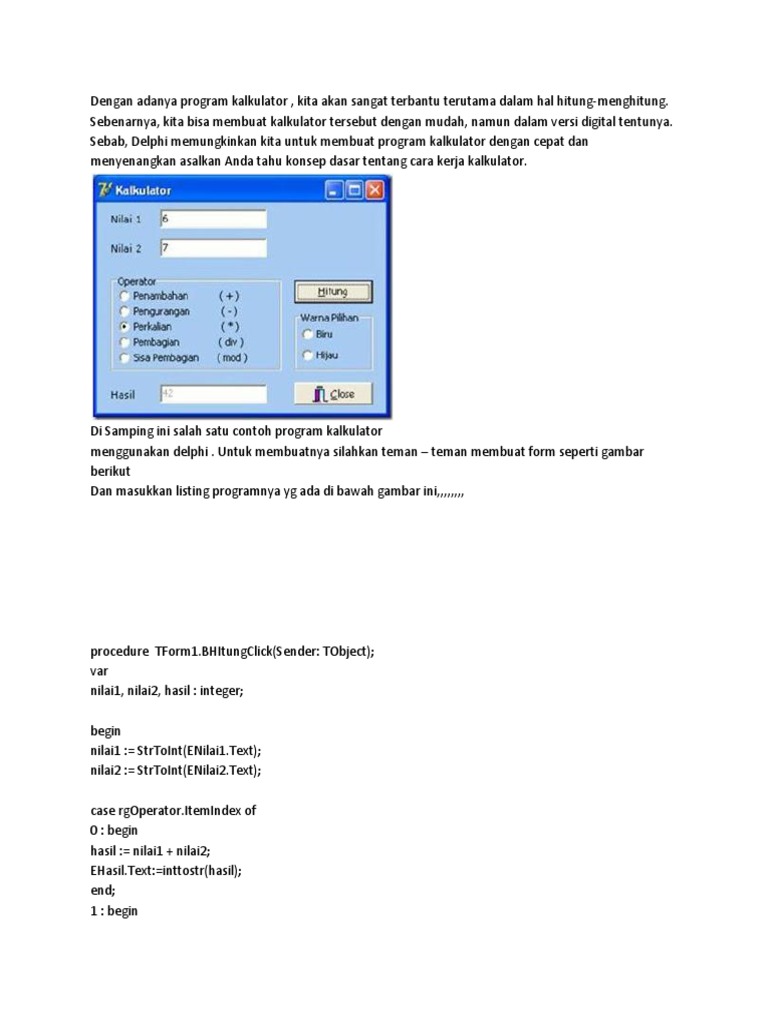 Dengan Adanya Program Kalkulator | PDF | Komputer
