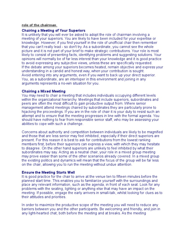 Role of The Chairman | PDF