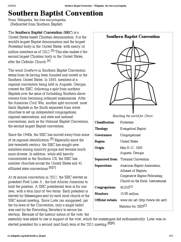 Southern Baptist Convention Wikipedia, The Free Encyclopedia PDF