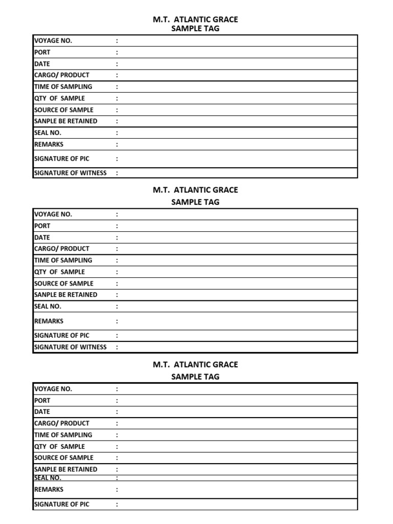 Sample Tag Record for M.T. Atlantic Grace | PDF