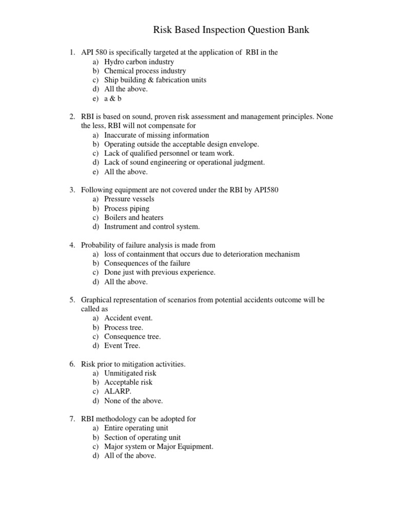 Api-580, Rbi, Q | PDF | Risk | Risk Management