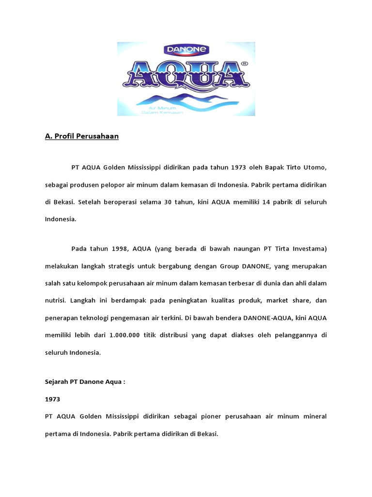 N Visi Dan Misi Perusahaan Aqua