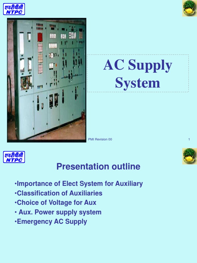 AC Supply System For Thermal Power Plant PDF Power Supply Power