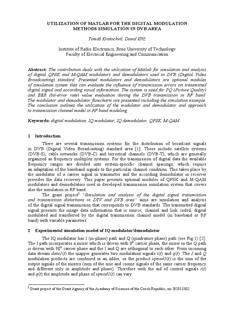 MATLAB Simulation of DVB Modulation Techniques | PDF | Computers