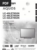 Sharp AQUOS LC - (40/46/52) LE700UN Operation Manual