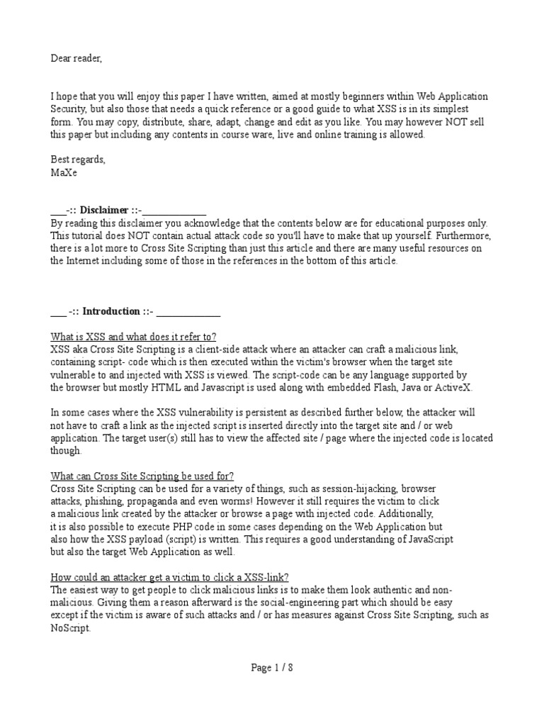 Xss White Paper PDF Http Cookie Interaction