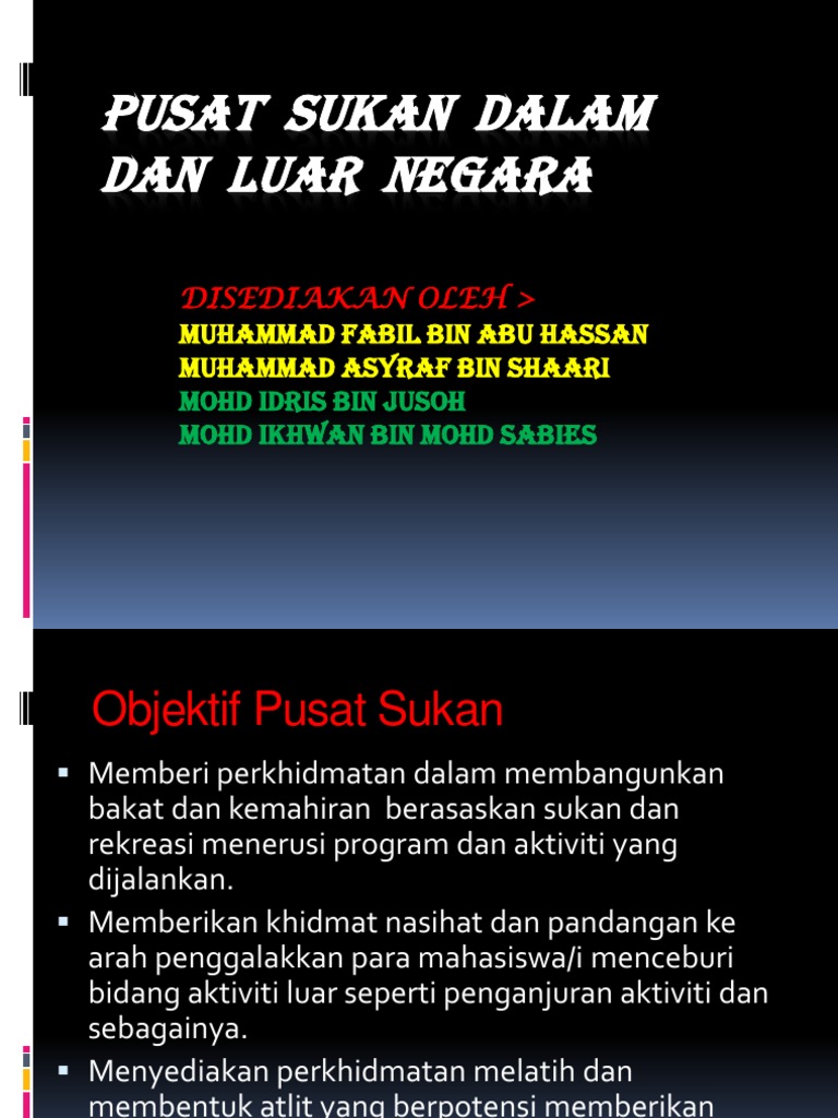 Pusat Sukan Dalam Dan Luar Negara Pdf