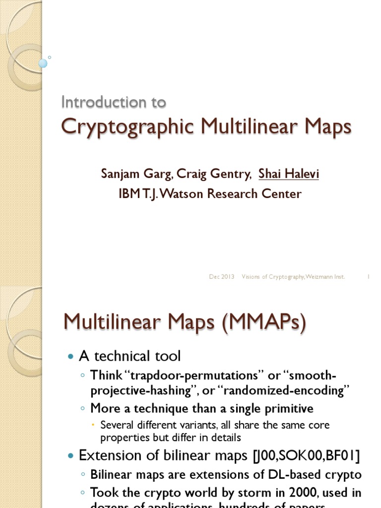 Cryptographic Multilinear Maps: Introduction To | PDF | Cryptography | Key ( Cryptography)