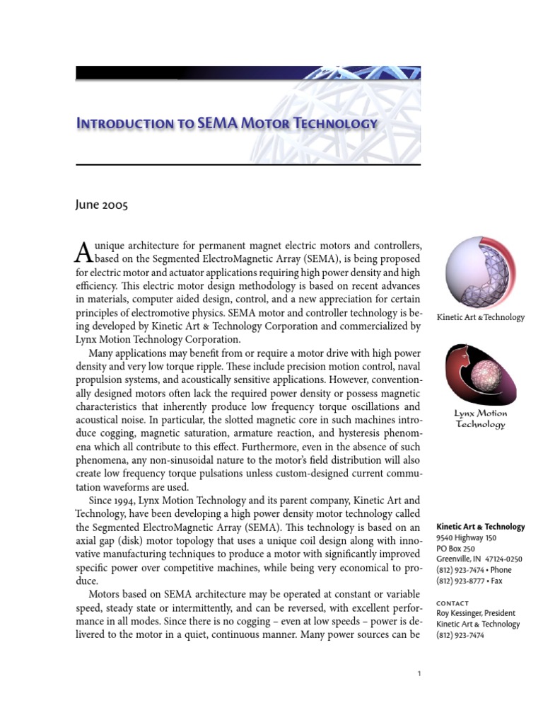 SEMA Motor Technology Overview | PDF | Electric Motor | Engines