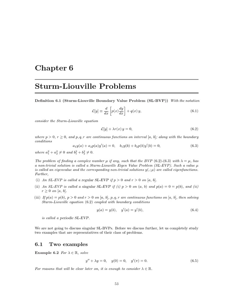 Sturm-Liouville Problems: 6.1 Two Examples | PDF | Eigenvalues And ...