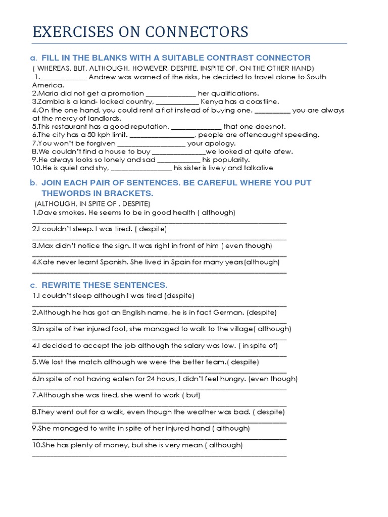 Exercises On Connectors | PDF