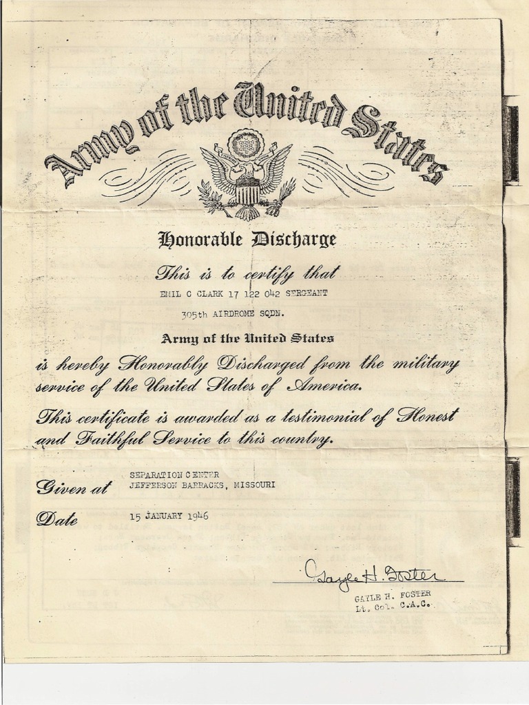 Honorable Discharge Separation Record | PDF