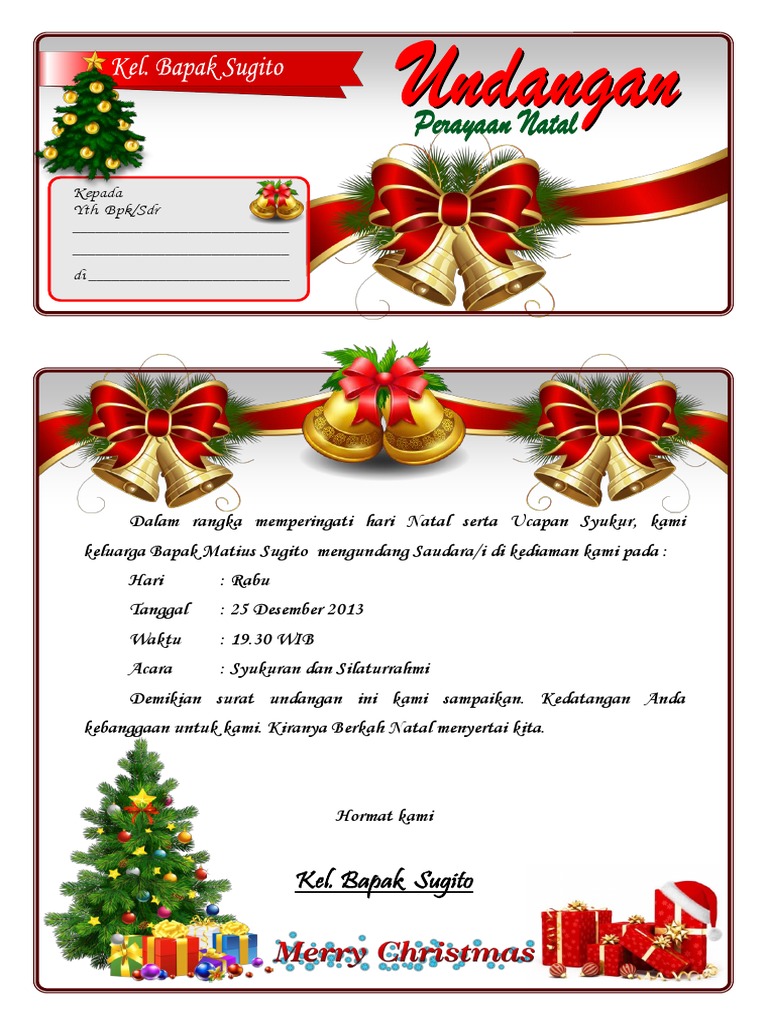 Undangan Perayaan Natal Warna F4 Word2007 Pdf