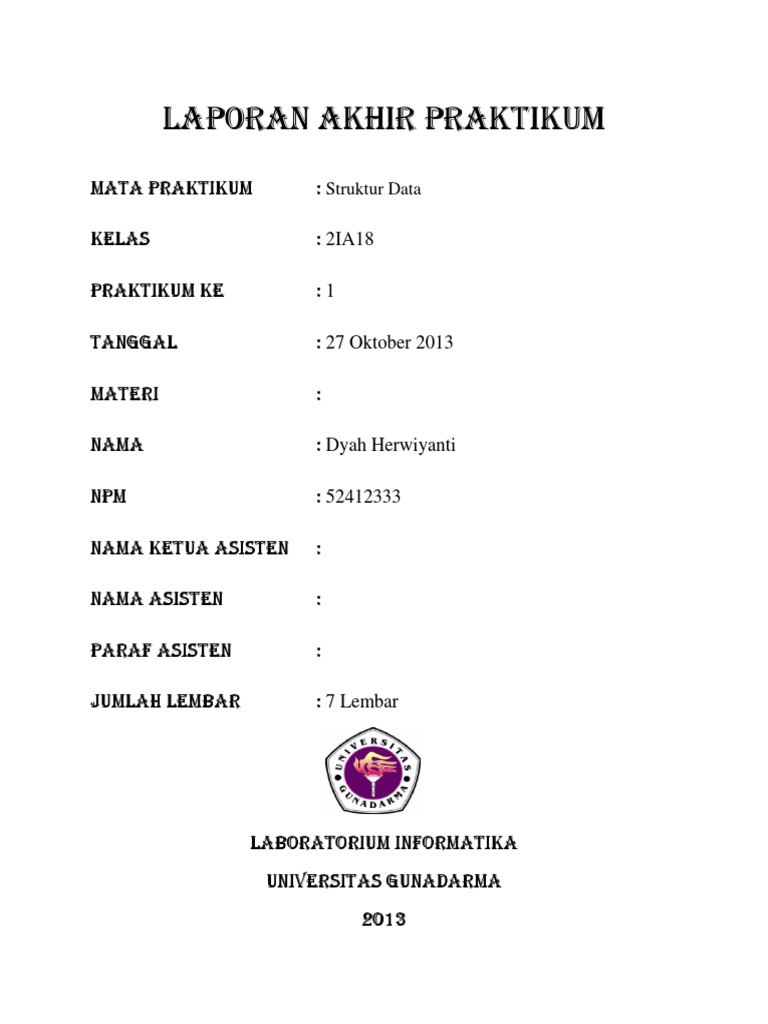 Laporan Praktikum Struktur Data 2013 | PDF | Metode & Bahan Ajar ...