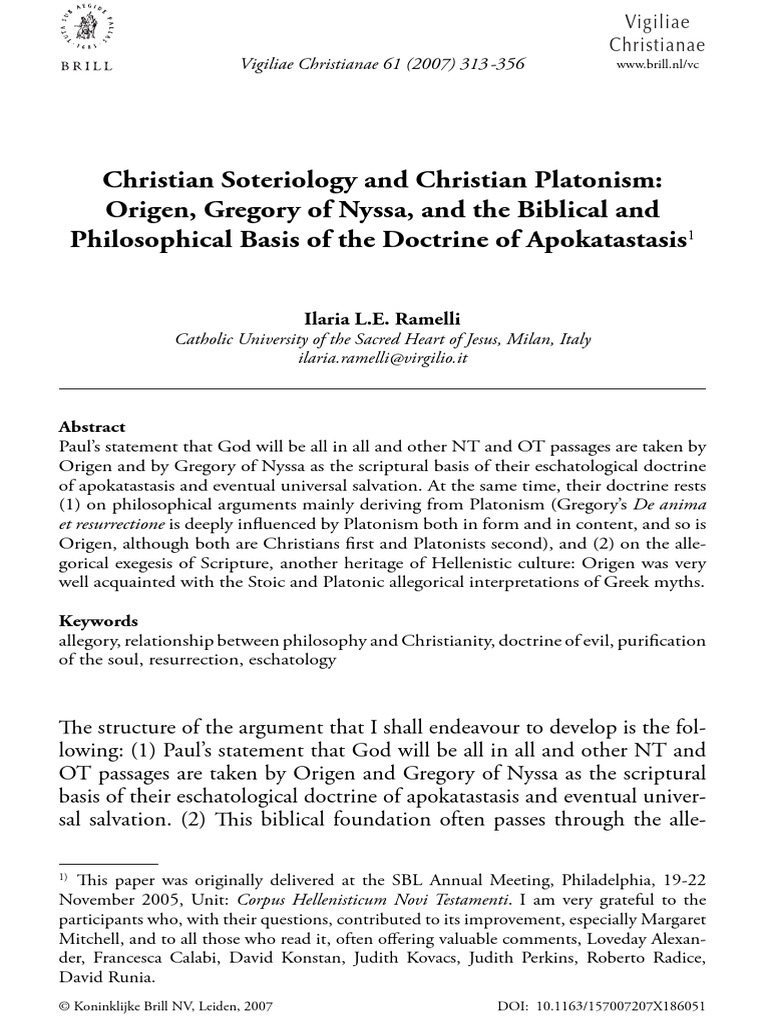 Christian Soteriology and Christian Platonism | Origen | Platonism