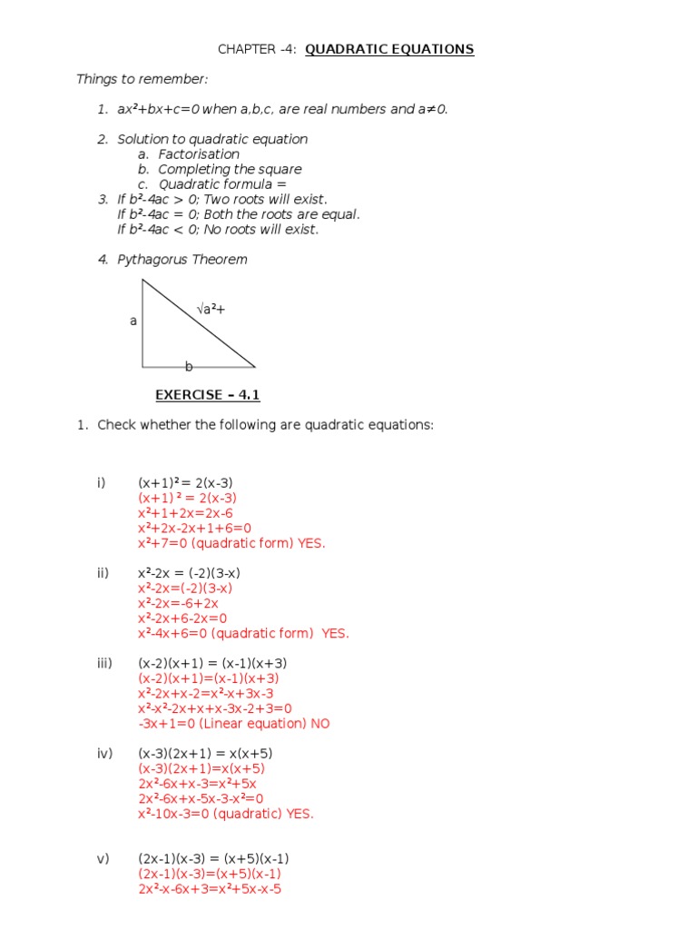 Quadratic Equations Quadratic Equation Elementary Mathematics