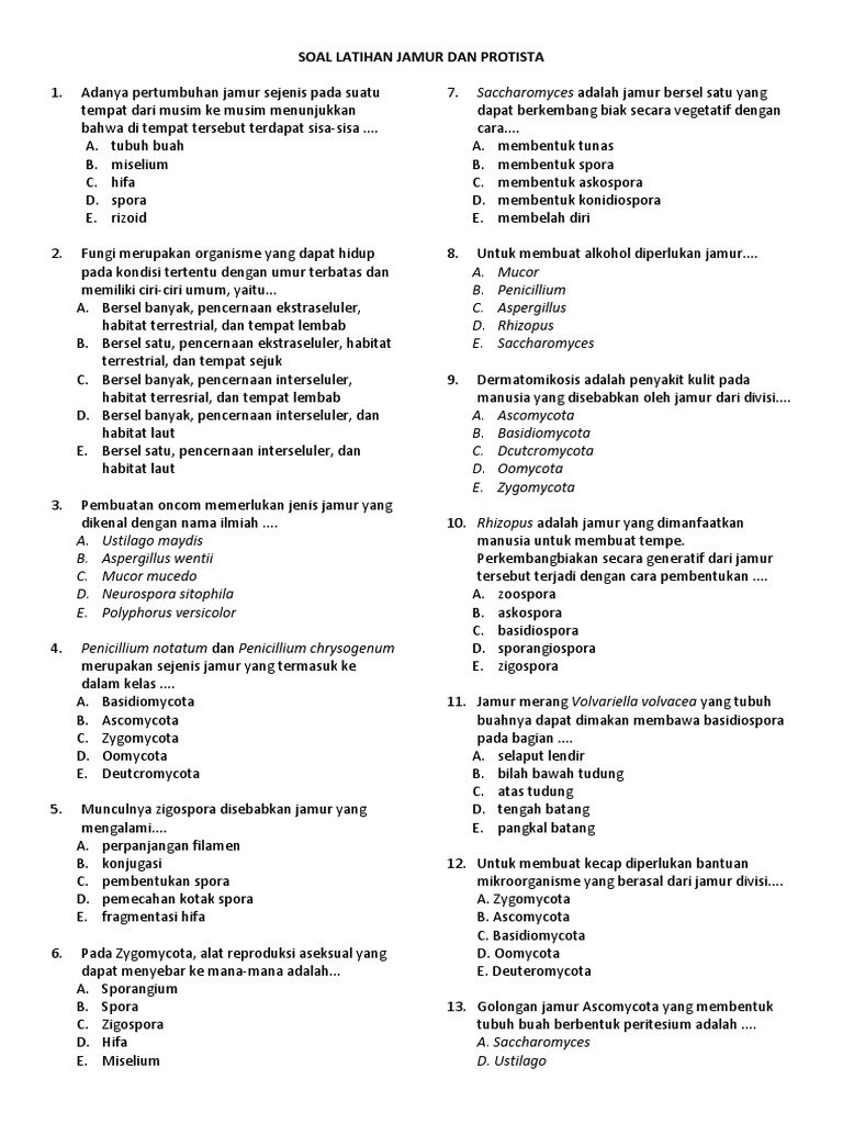 Soal Latihan Jamur Docx