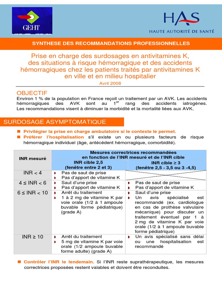 INR Recommendations | PDF | Saignement | Maladies et troubles
