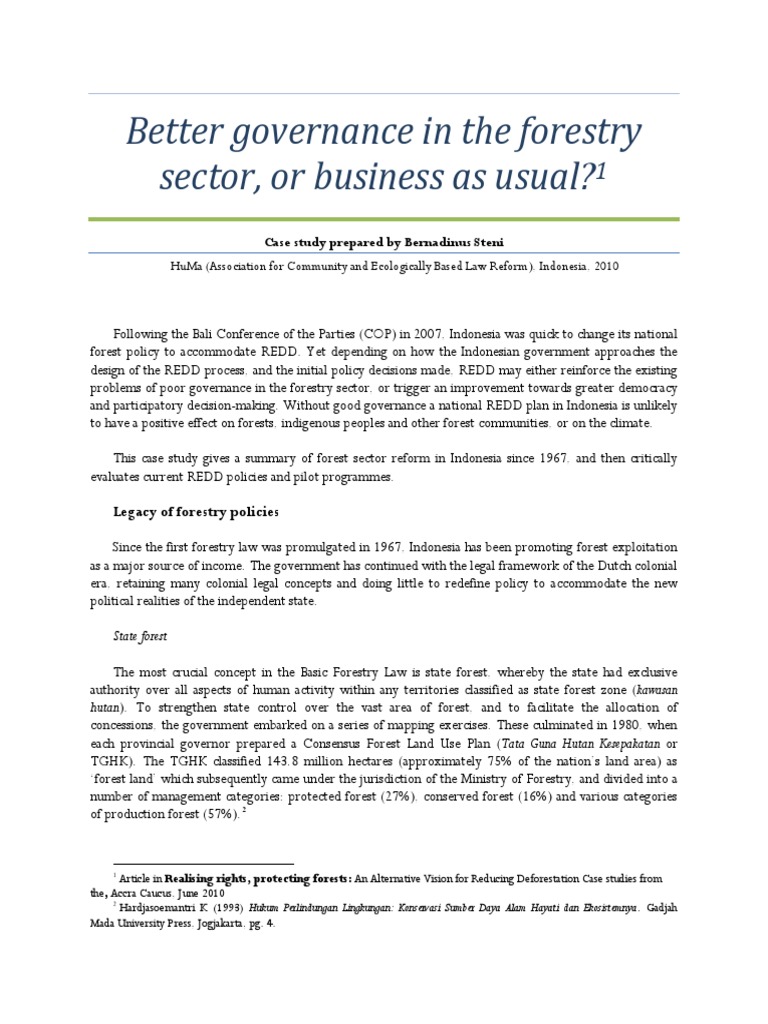 Indonesia's Forestry Governance and REDD | PDF | Reducing Emissions ...