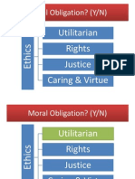 Moral Obligation? (Y/N) : Utilitarian Rights Justice Caring & Virtue