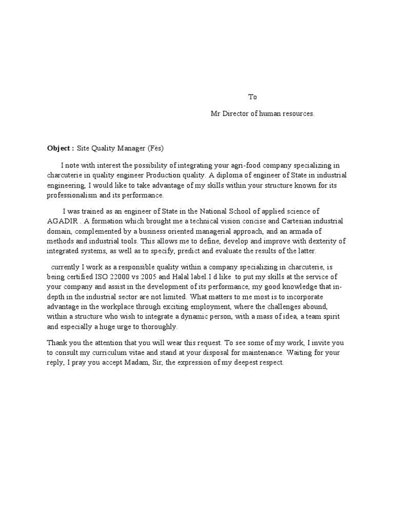 Application for Site Quality Manager Position | PDF