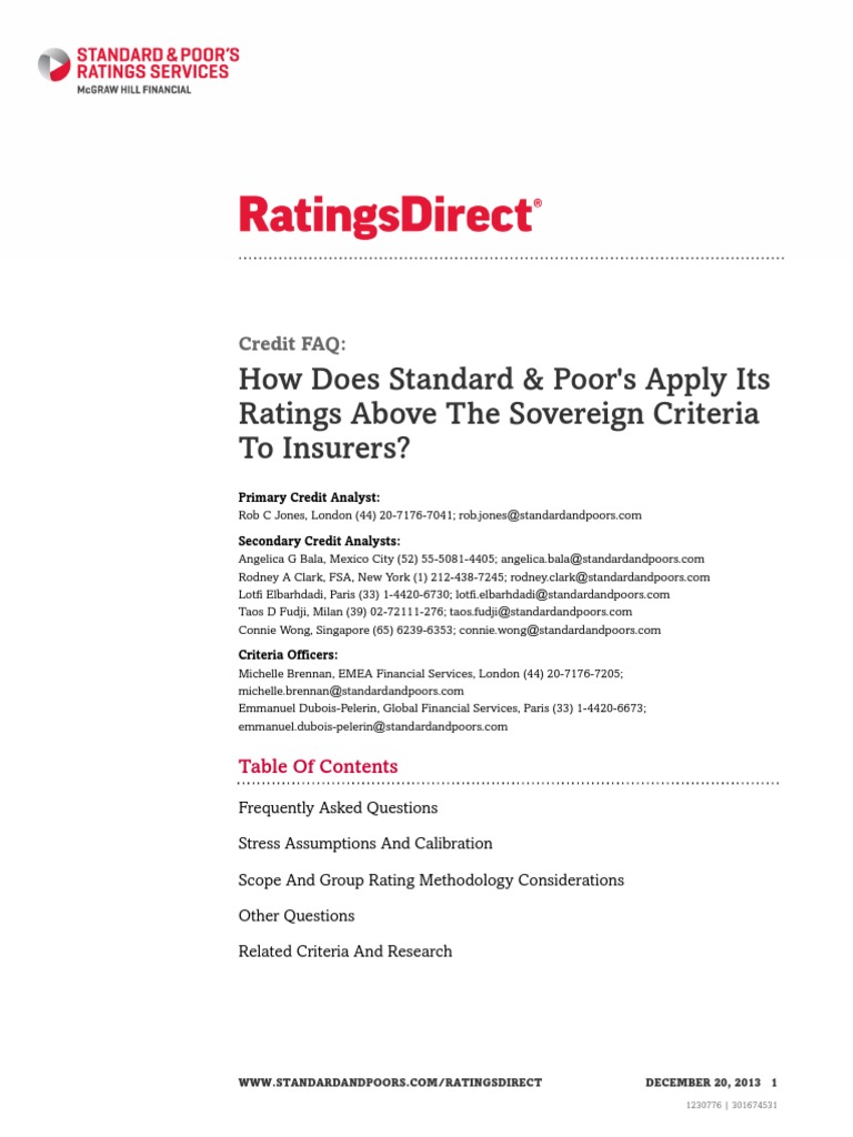 How Does Standard & Poor's Apply Its Ratings Above The Sovereign