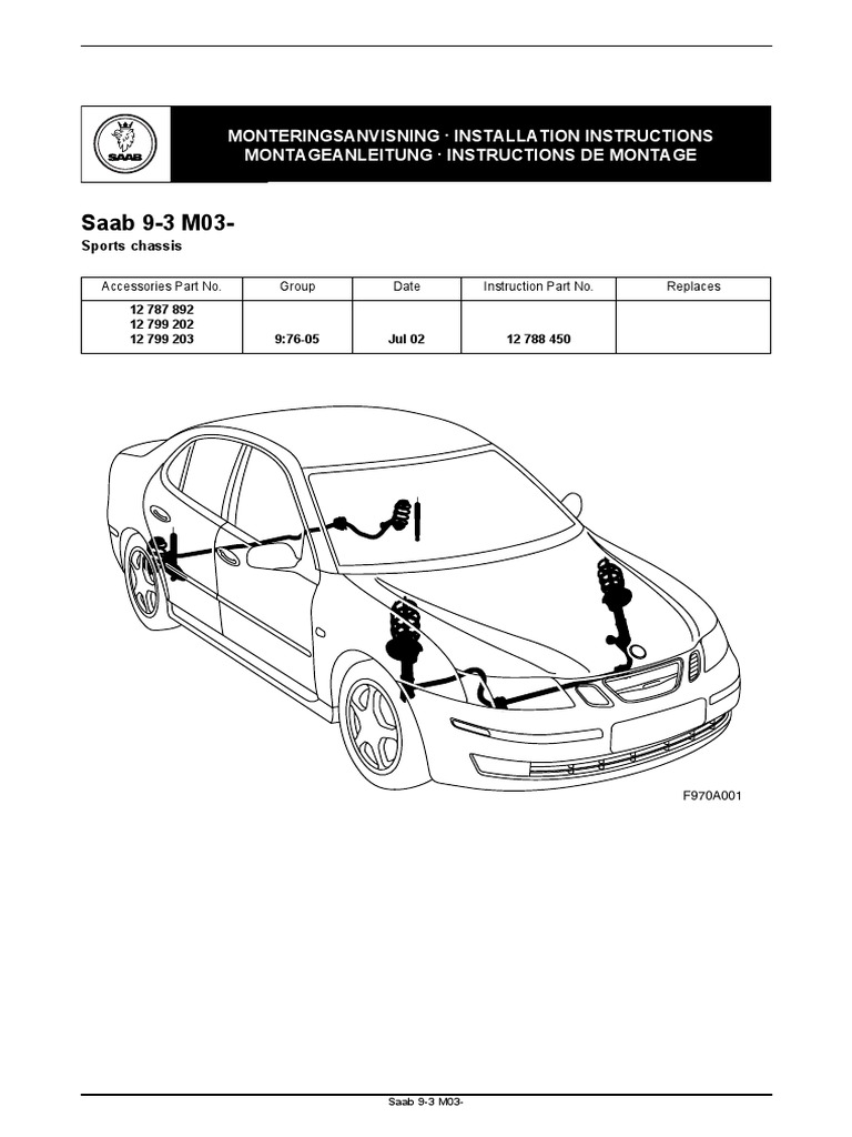Saab 9-3 M03 Sports Chassis Installation | PDF | Suspension (Vehicle ...