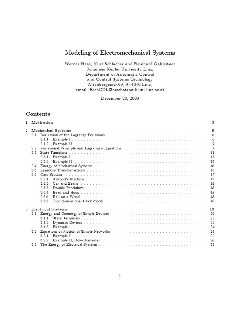 Modeling of Electromechanical Systems | PDF | Lagrangian Mechanics ...