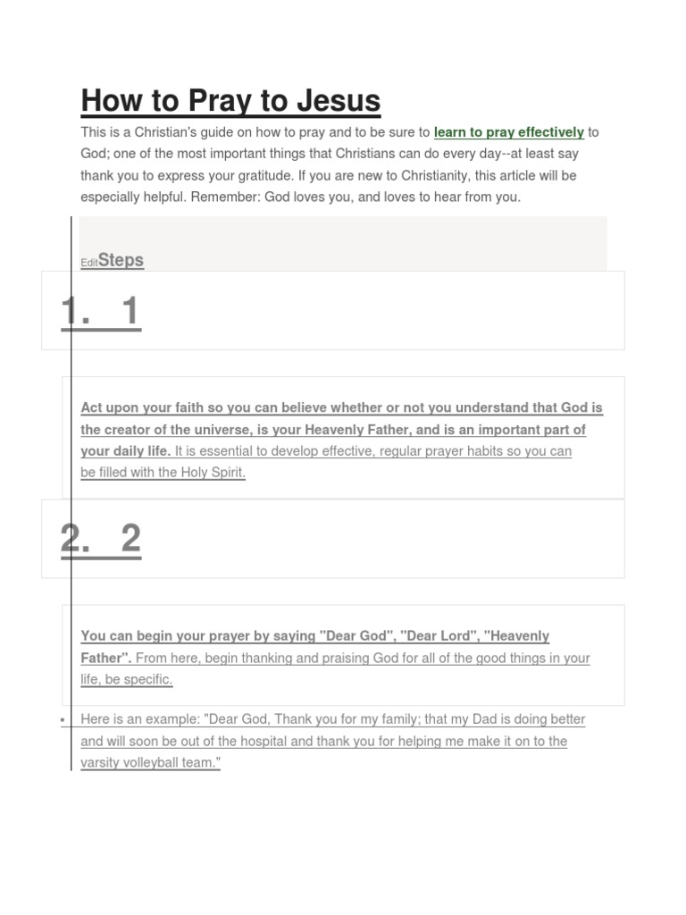 How To Pray To Jesus | PDF | Confession (Religion) | Prayer