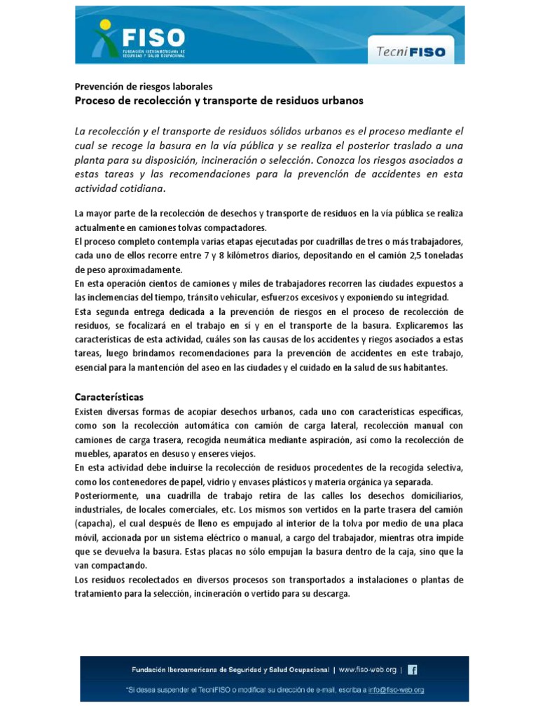 Prevención de Riesgos en Recolección de Basura | PDF | Residuos ...