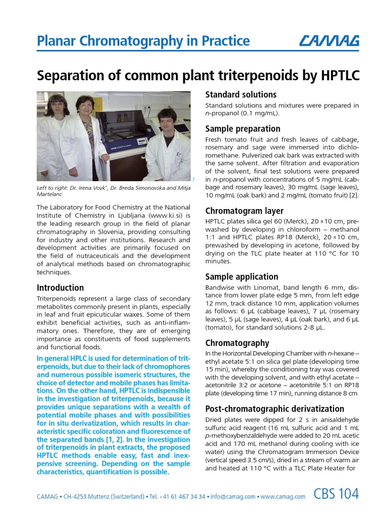 HPTLC Methods for Triterpenoid Separation | PDF | Thin Layer ...