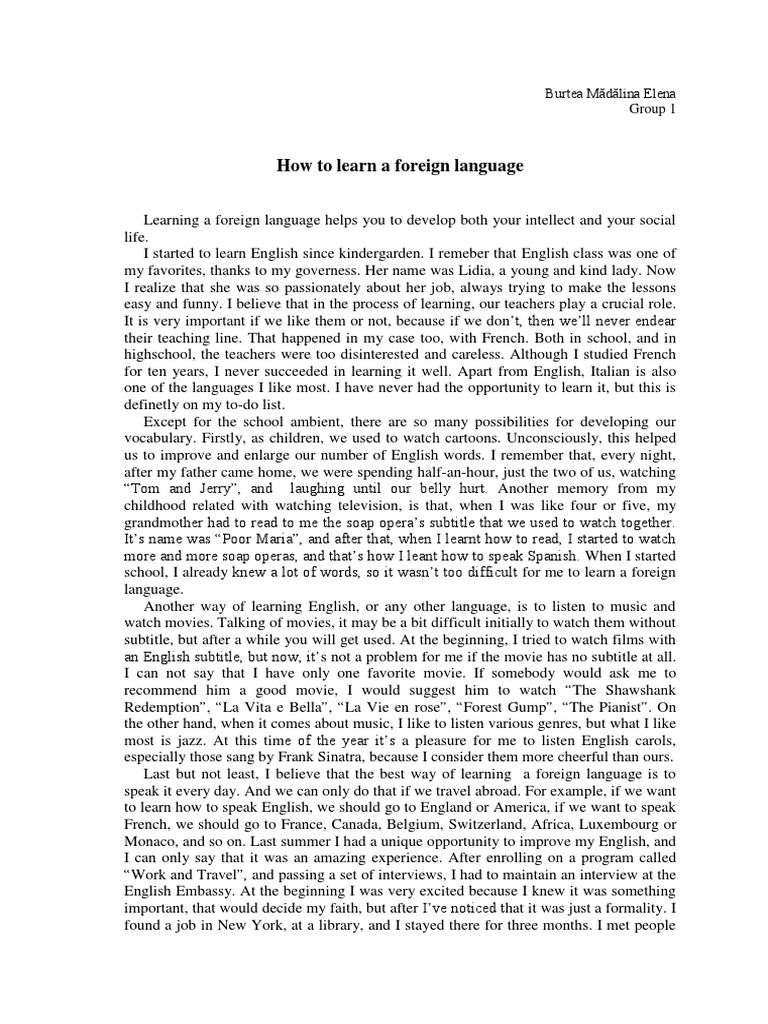 Learning A Foreign Language PDF Foreign Language English Language