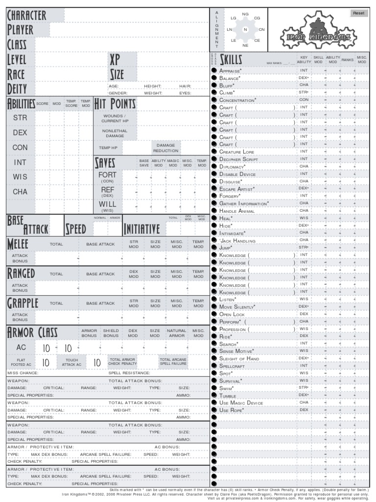 Character Sheet Revised Pdf Leisure Sports