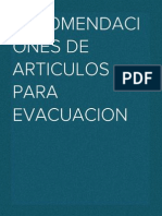 Recomendaciones de Articulos Para Evacuacion