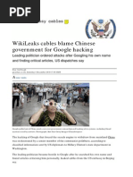 WikiLeaks Cables Blame Chinese Government for Google Hacking