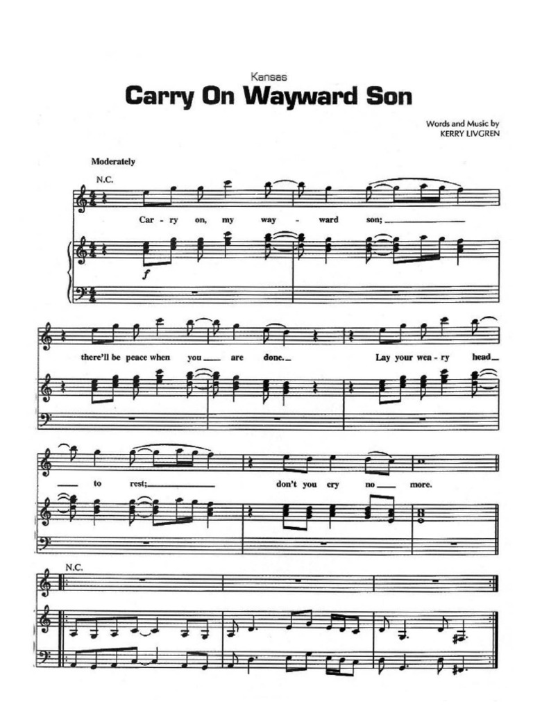 Carry On My Wayward Son Deutsch